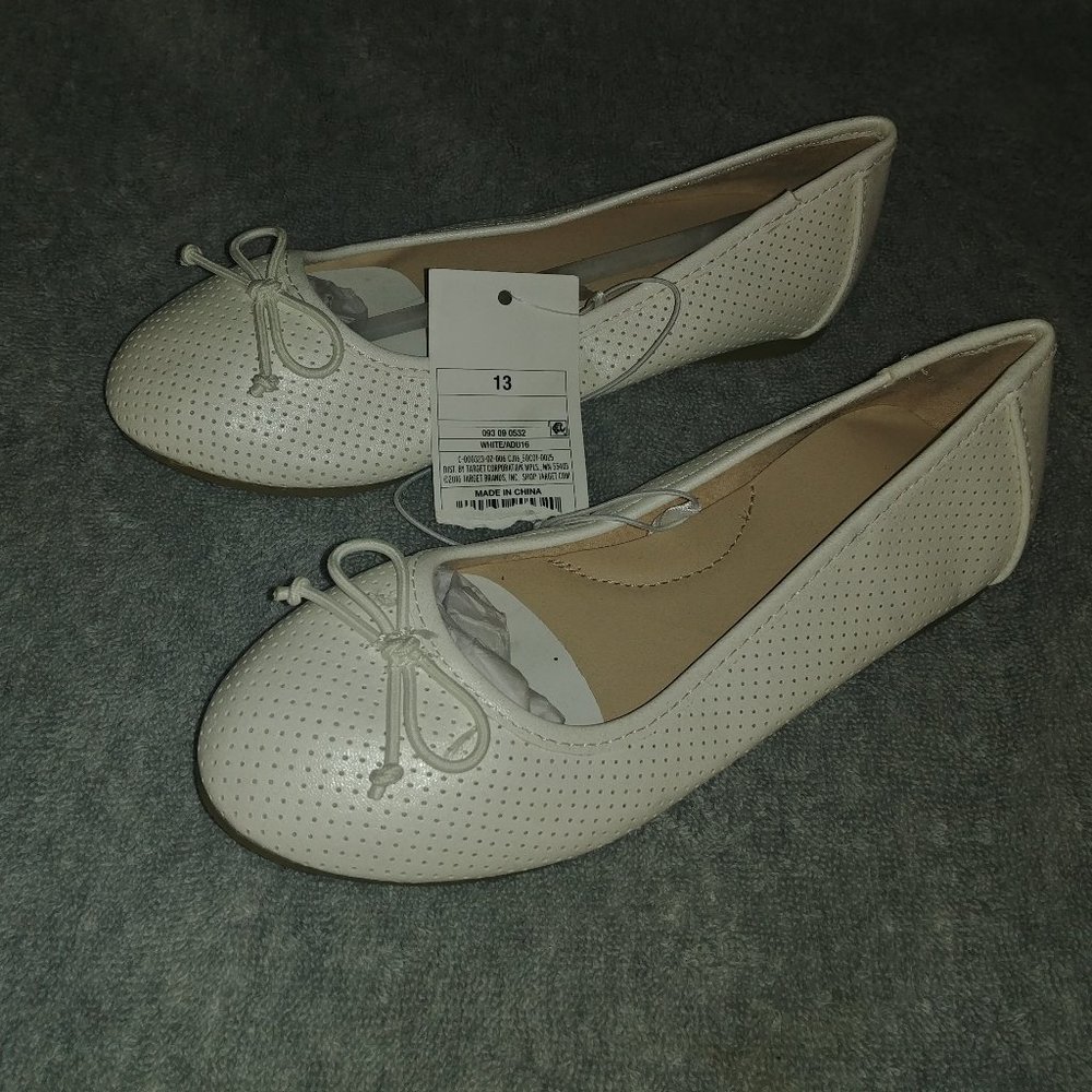 Cat and Jack Girls White Ballet Flats